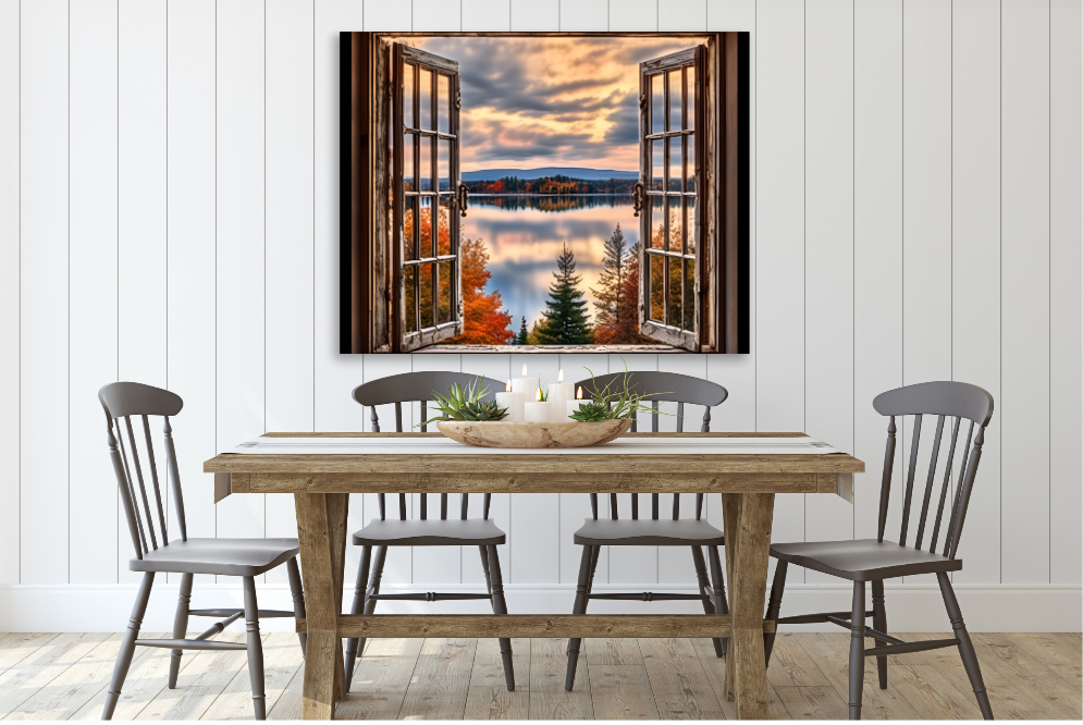 Open Window to Lake Poster, Beautiful Wall Decor