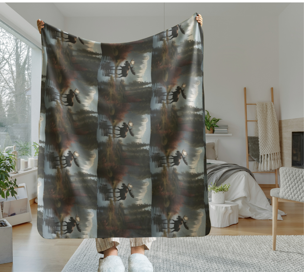 Moose in the Woods,Sherpa Fleece Blanket