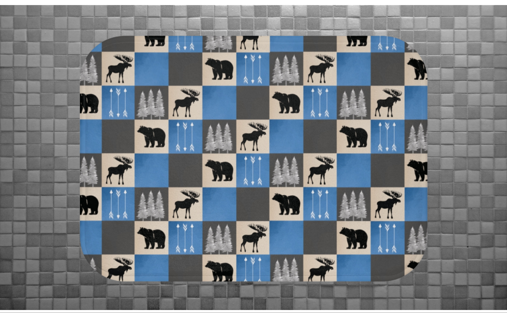 Moose and Bear Bath Mat - Woodland Shower Curtain