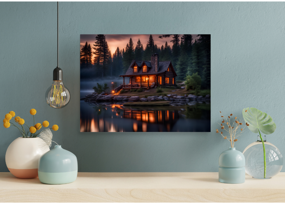 Cabin in the Forest Poster, Beautiful Wall Art Home Decor