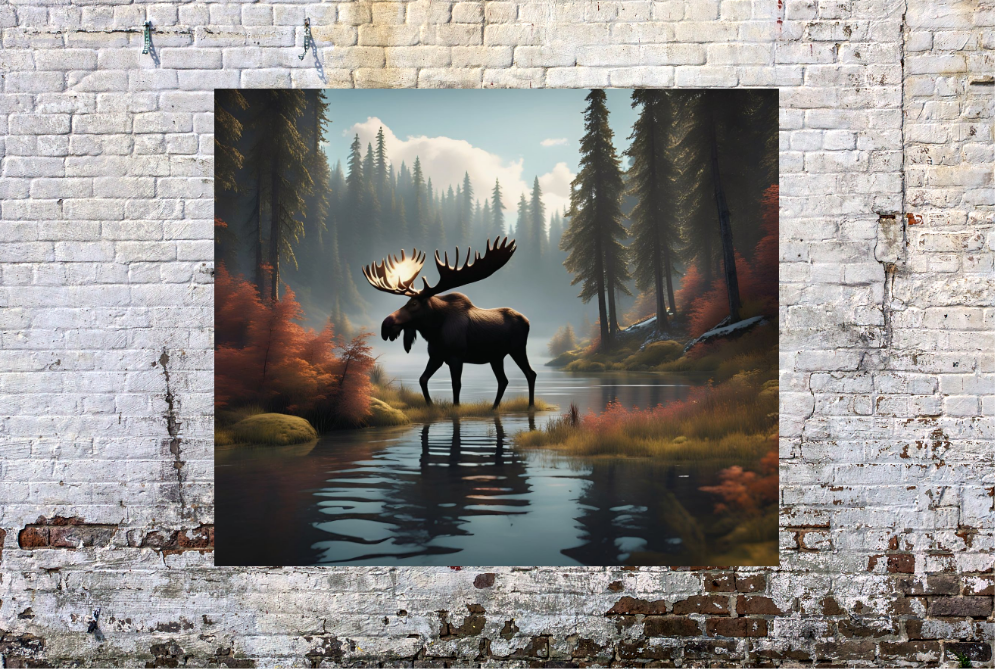 Beautiful Moose Poster, Wilderness Home Wall Artwork