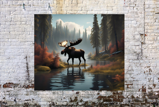 Beautiful Moose Poster, Wilderness Home Wall Artwork