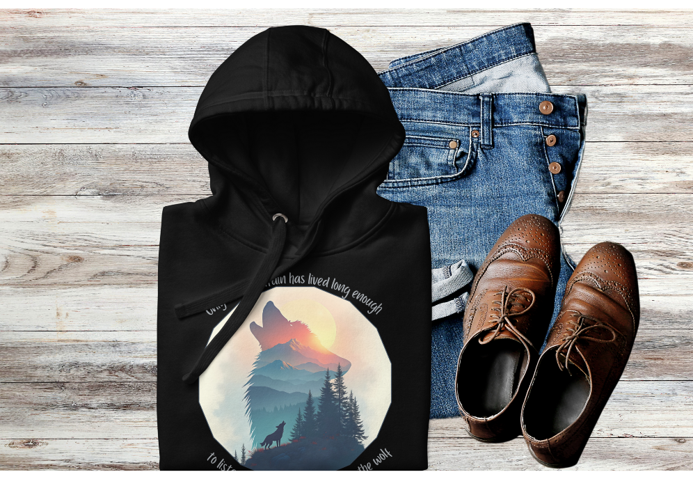 Inspirational Wolf Hoodie, Nature Outdoor Lover Sweatshirt