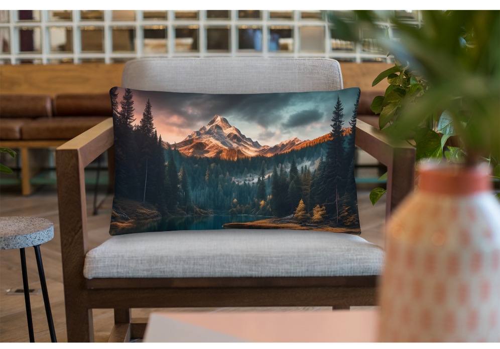 Breathtaking Mountain Lake Pillow, Serene Natural Beauty