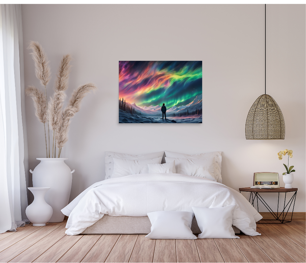 Vibrant Aurora Borealis Poster, Northern Lights Wall Artwork Decor