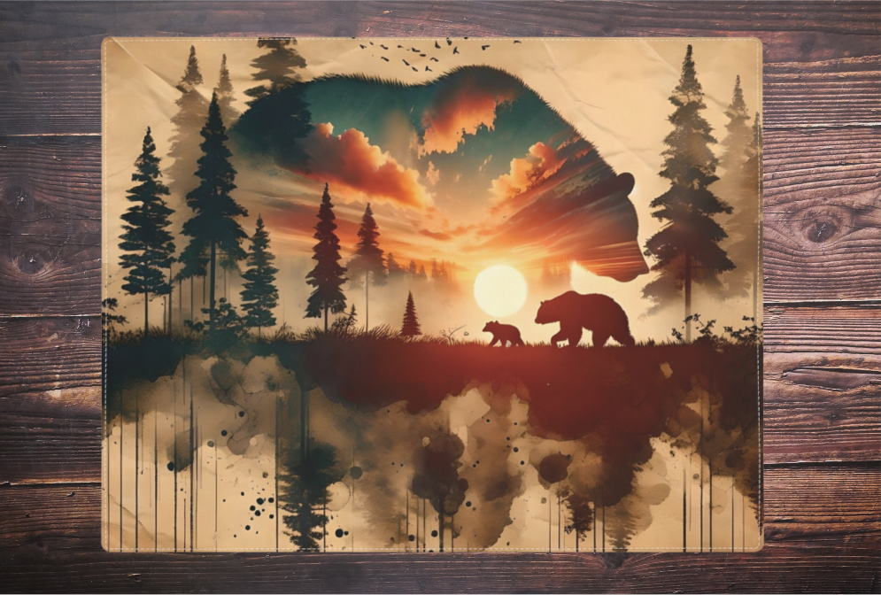 Beautiful Bear Placemat Set, Dining Room Cabin Decor