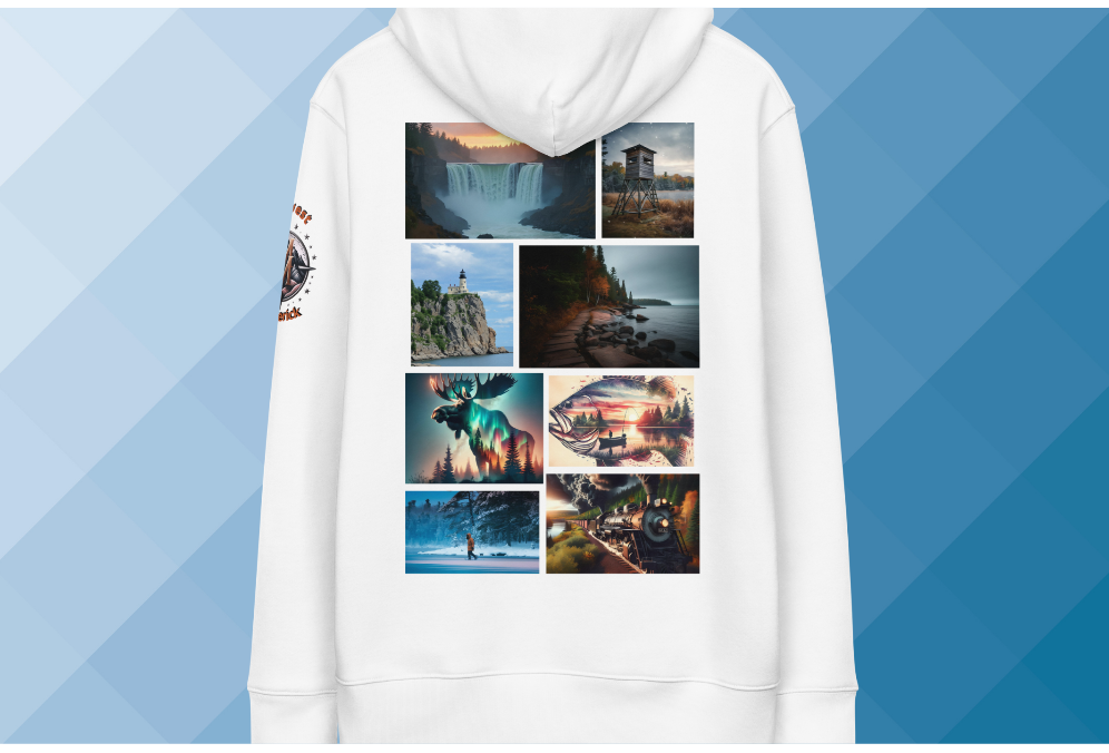 Northwoods hoodie, Scenic Minnesota collage