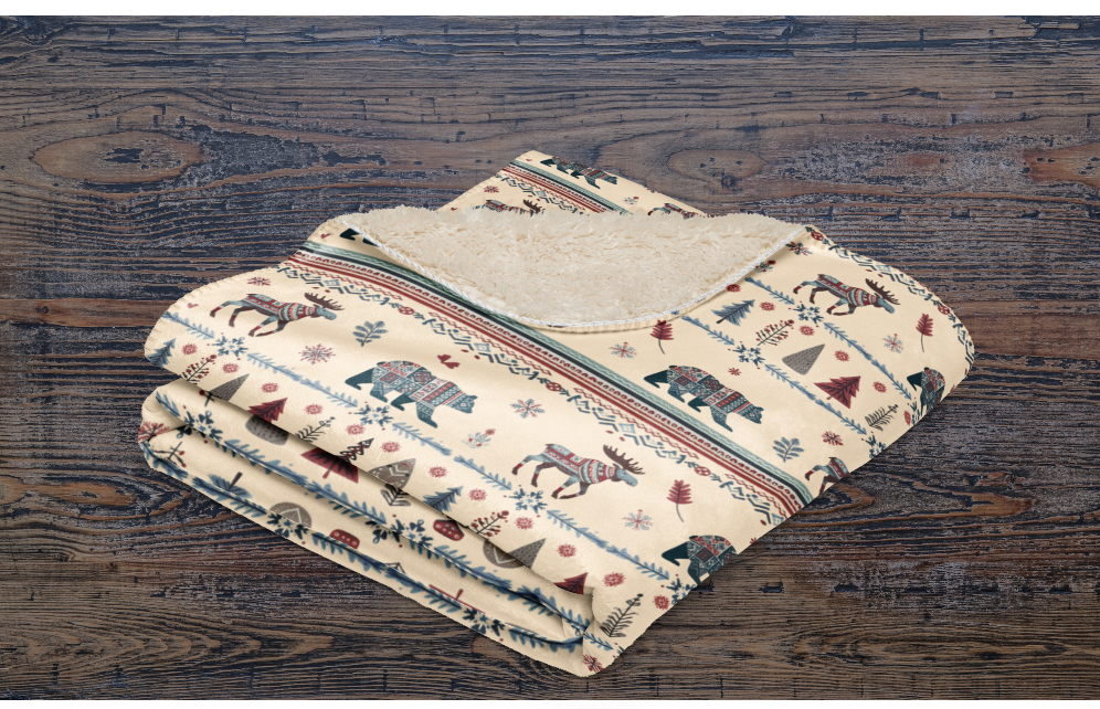 Winter Warm Sherpa Blanket, Scandinavian Wilderness
