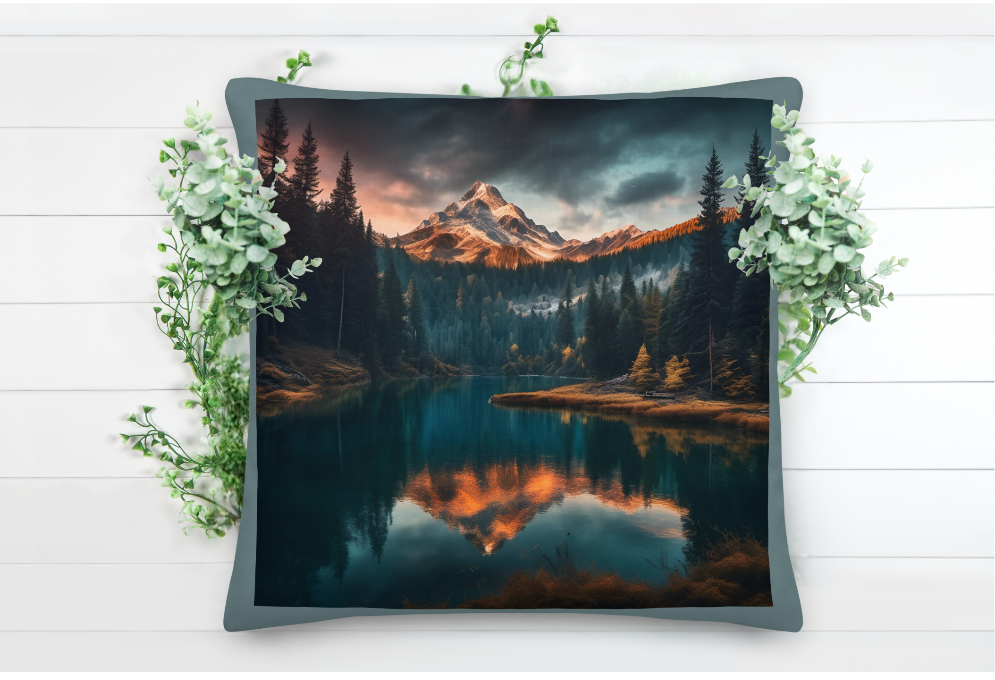 Breathtaking Mountain Lake Pillow, Serene Natural Beauty