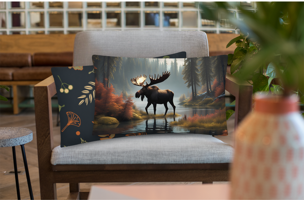 Beautiful Moose in the Wilderness Lodge Throw Pillow