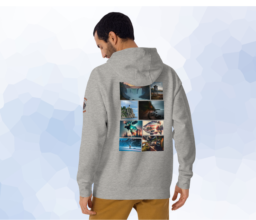 Northwoods hoodie, Scenic Minnesota collage