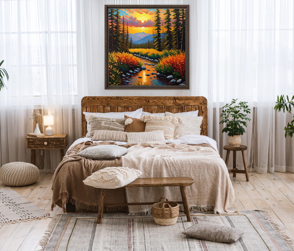 Sunset Landscape Framed Canvas, Beautiful Wall Artwork