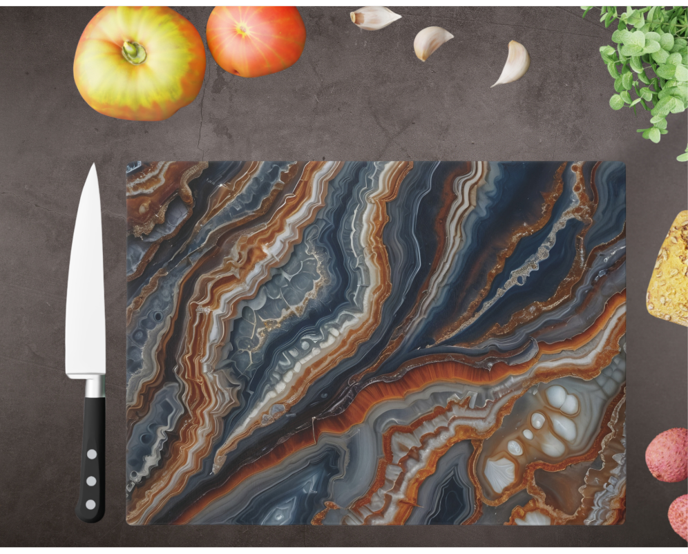 Agate Design Tempered Glass Cutting Board - Lake Superior Love