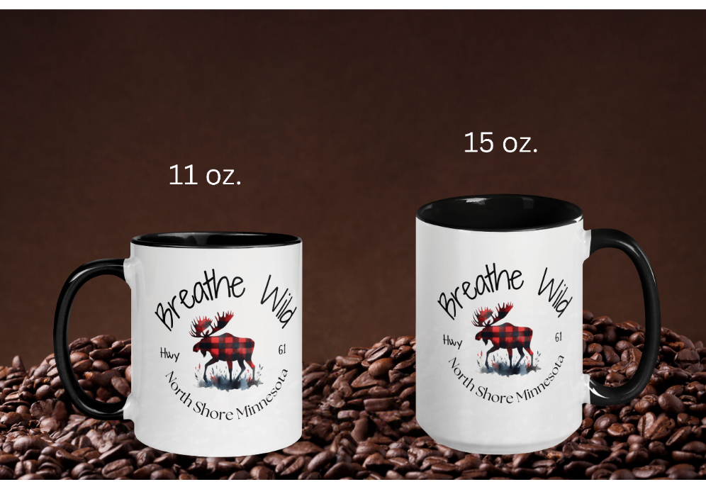 Northshore MN Coffee Mug, Hwy 61 Plaid Moose Cup
