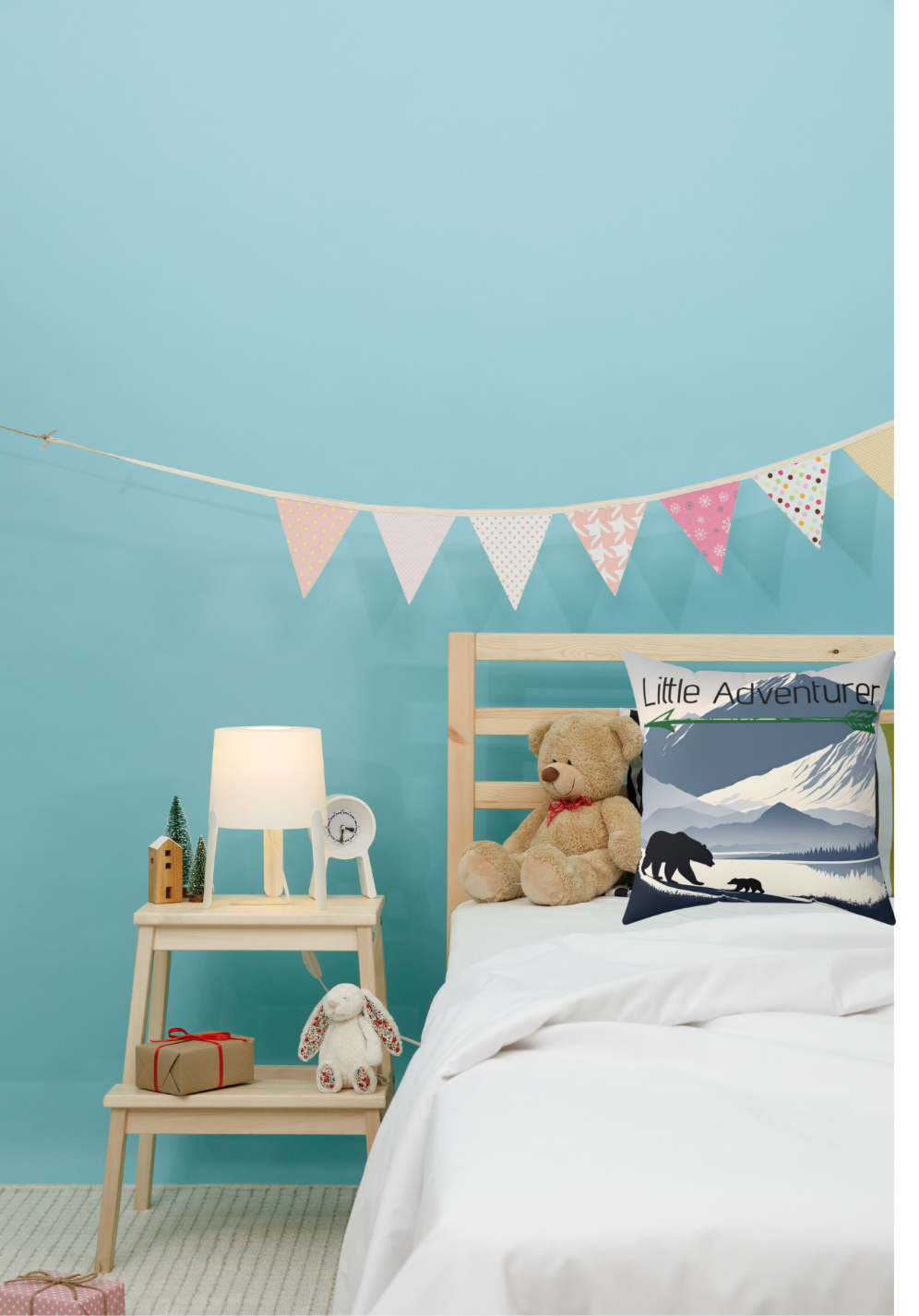 Little Adventurer Pillow, Wilderness Kid's Bear Decor
