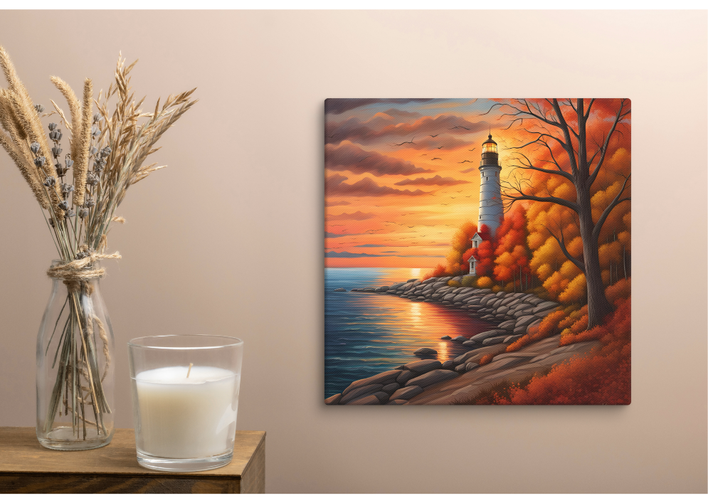 Serene Lighthouse Canvas Art - Nautical Home Decor