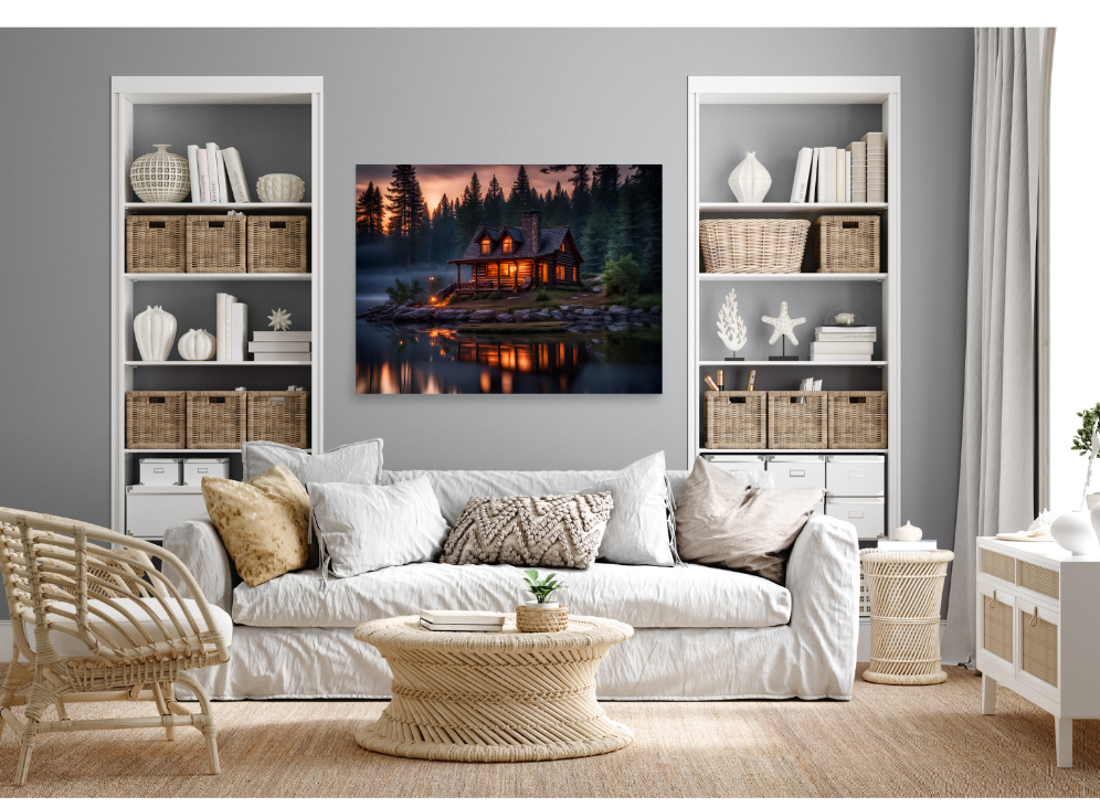 Cabin in the Forest Poster, Beautiful Wall Art Home Decor