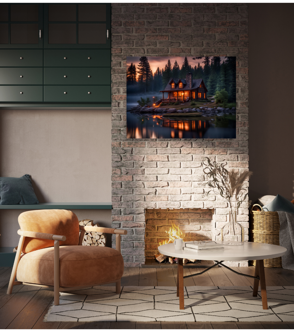 Cabin in the Forest Poster, Beautiful Wall Art Home Decor