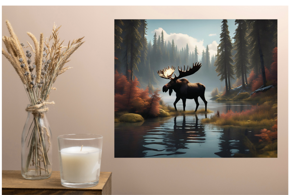 Beautiful Moose Poster, Wilderness Home Wall Artwork