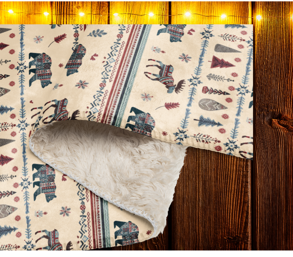 Winter Warm Sherpa Blanket, Scandinavian Wilderness