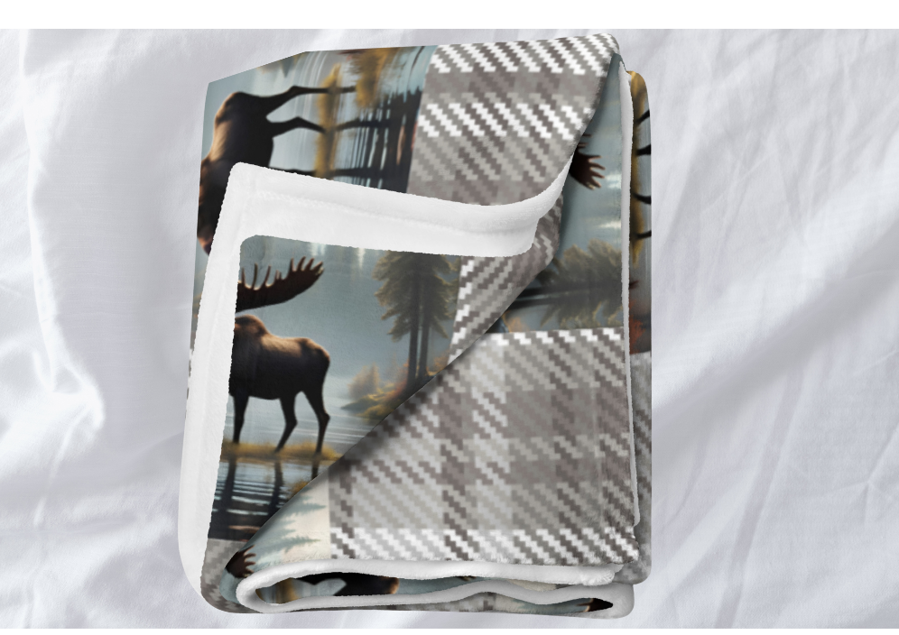 Velveteen Microfiber Blanket - Moose Plaid Throw