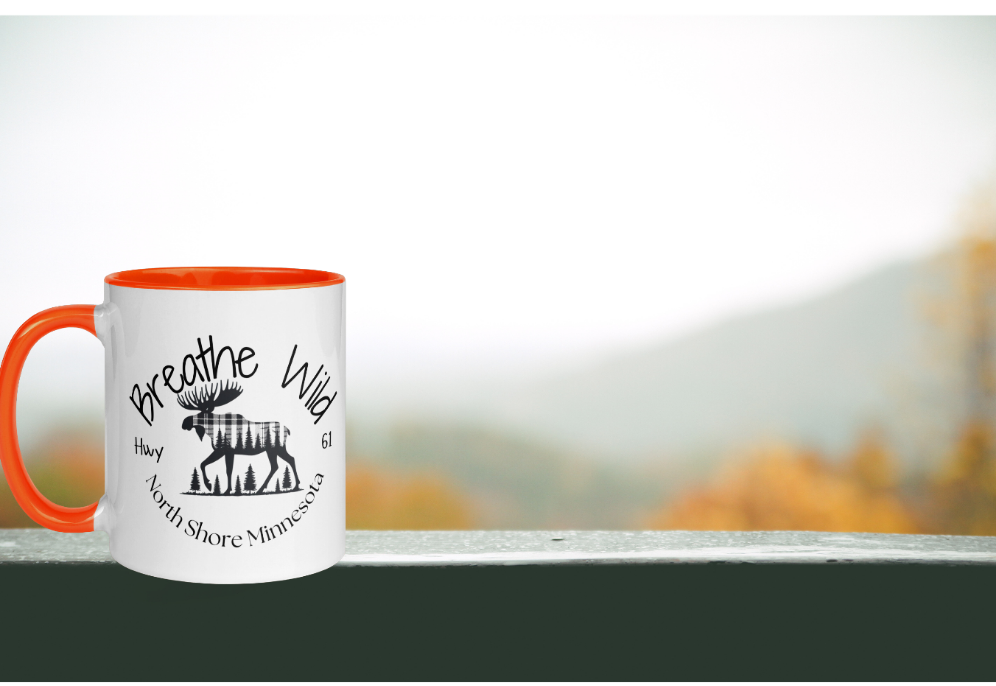 Up North MN Coffee Mug, Hwy 61 Northshore Moose Cup