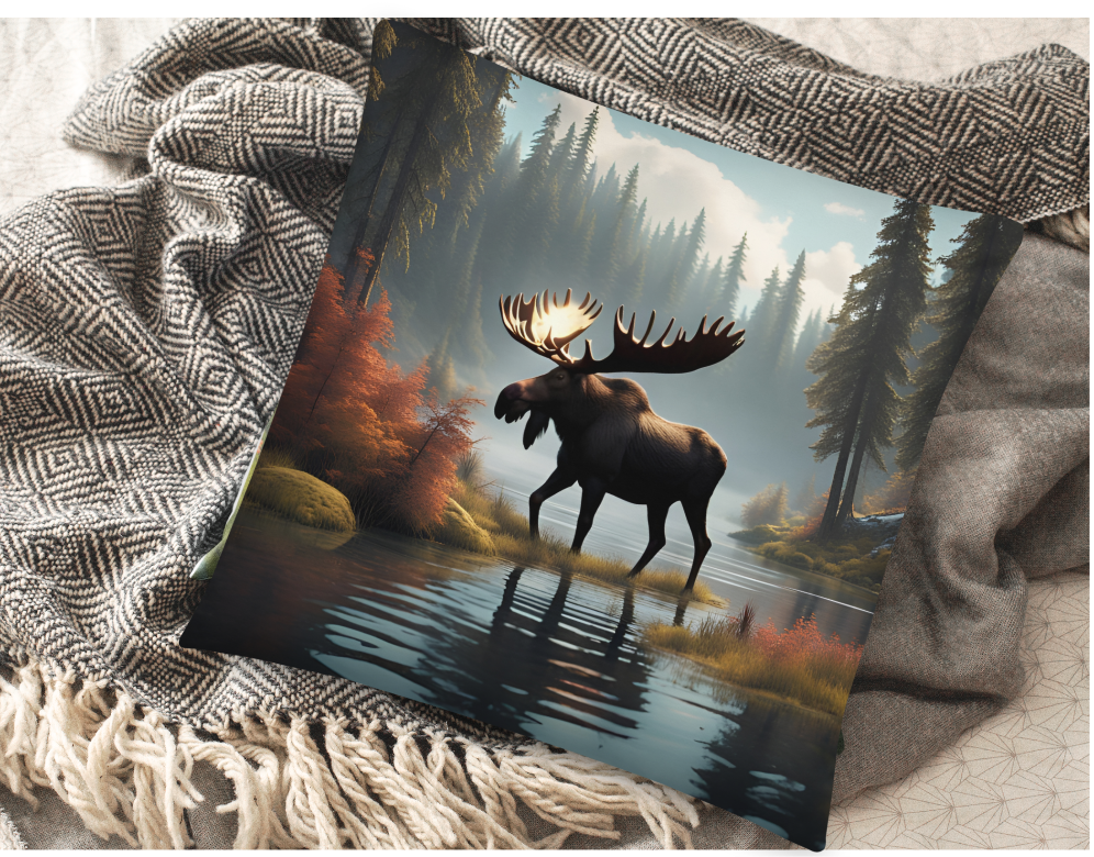 Beautiful Moose in the Wilderness Lodge Throw Pillow