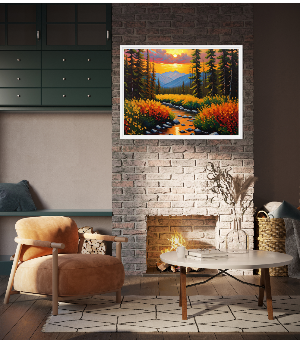 Sunset Landscape Framed Canvas, Beautiful Wall Artwork