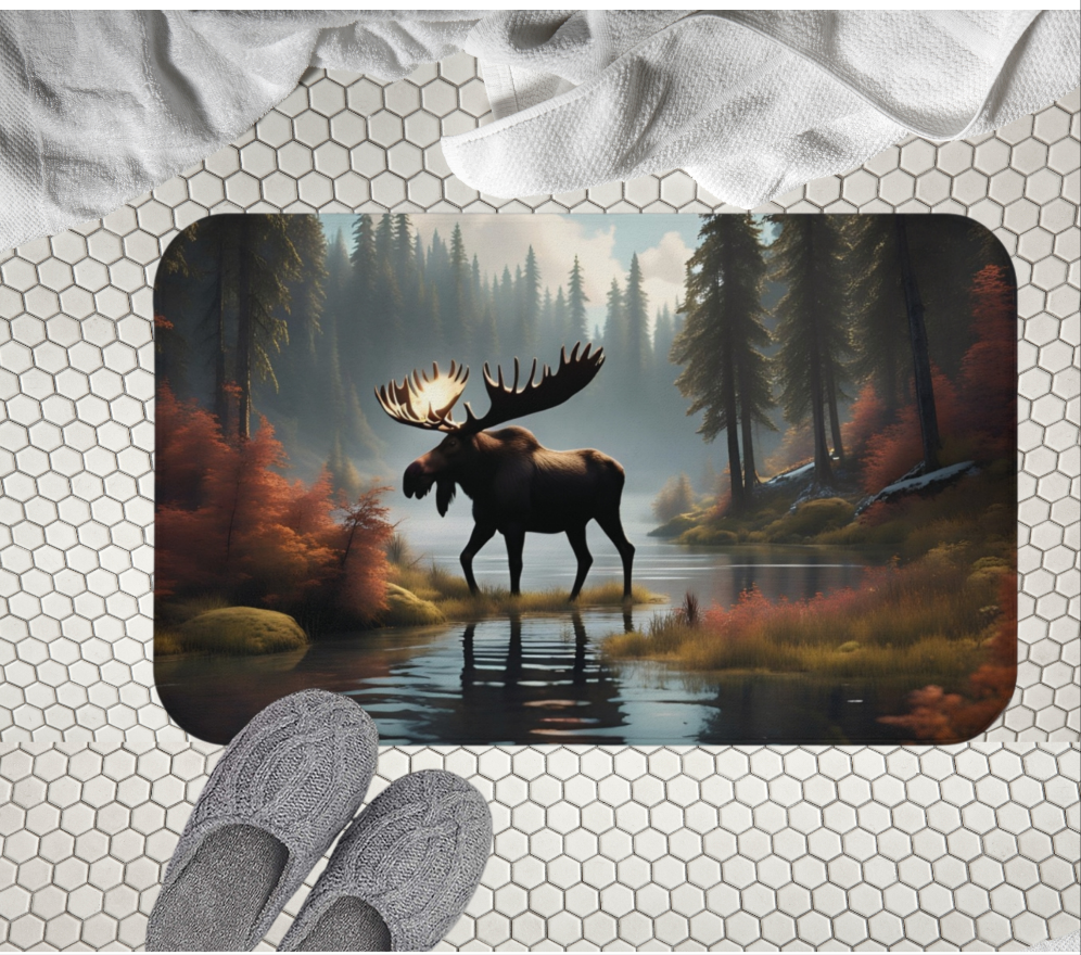 Moose Shower Mat - Rustic Bathroom Rug
