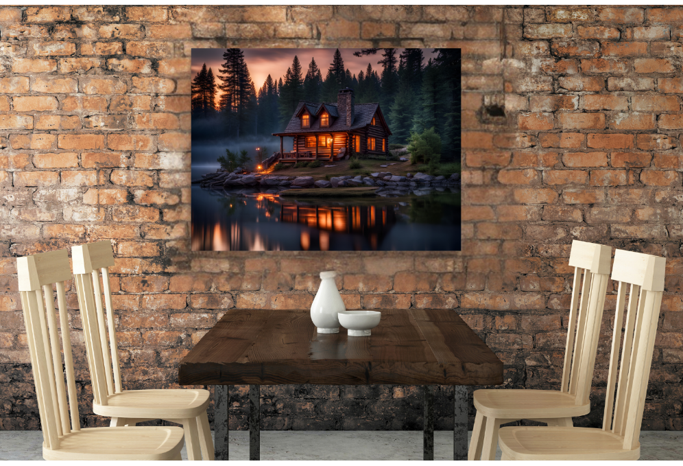 Cabin in the Forest Poster, Beautiful Wall Art Home Decor
