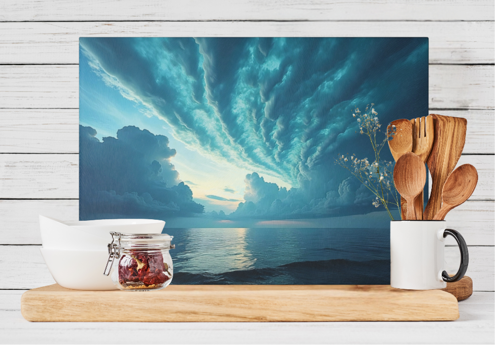 Beautiful Clouds Over the Lake Glass Cutting Board- Kitchen Decor