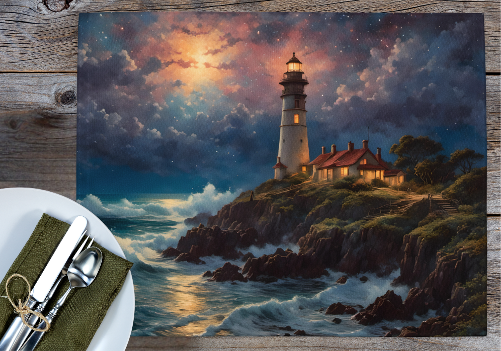 Beautiful Nautical Lighthouse Placemat Set, Lake Lovers Gift