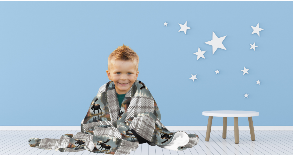 Velveteen Microfiber Blanket - Moose Plaid Throw