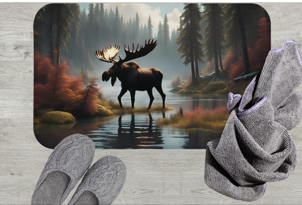 Moose Shower Mat - Rustic Bathroom Rug