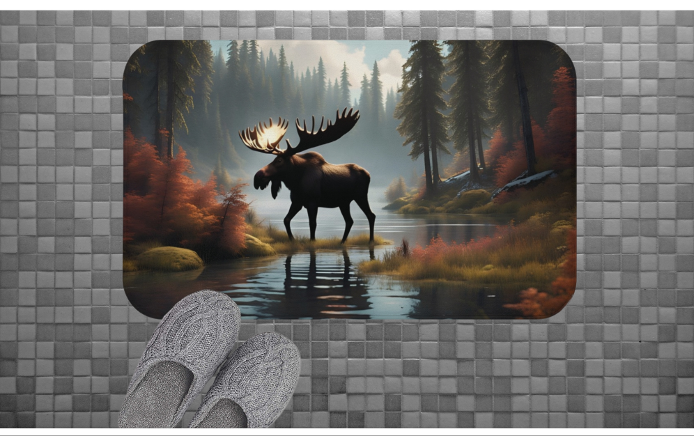 Moose Shower Mat - Rustic Bathroom Rug