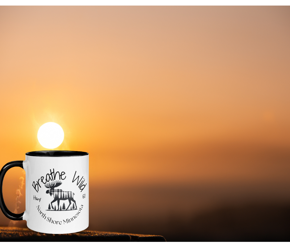 Up North MN Coffee Mug, Hwy 61 Northshore Moose Cup