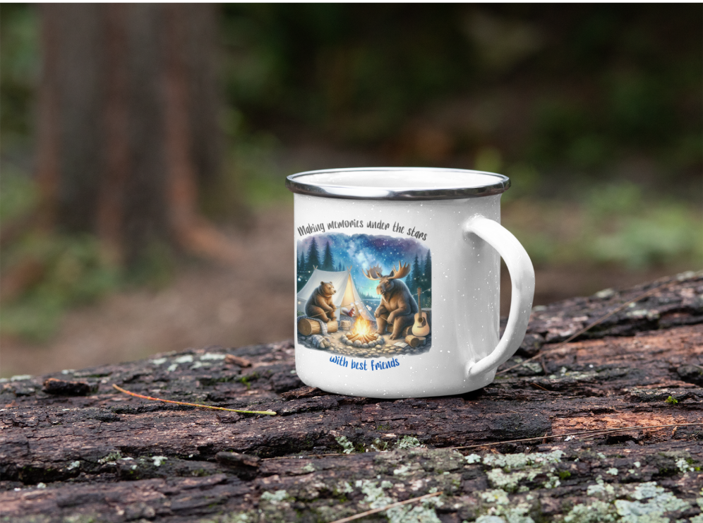 Friends Enamel Camping Mug, Make Memories Cup