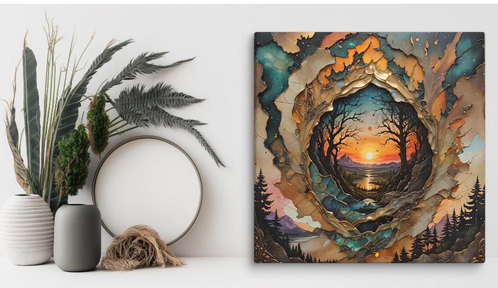 Nature Scene Sunset Canvas, Beautiful Portal Wall Art
