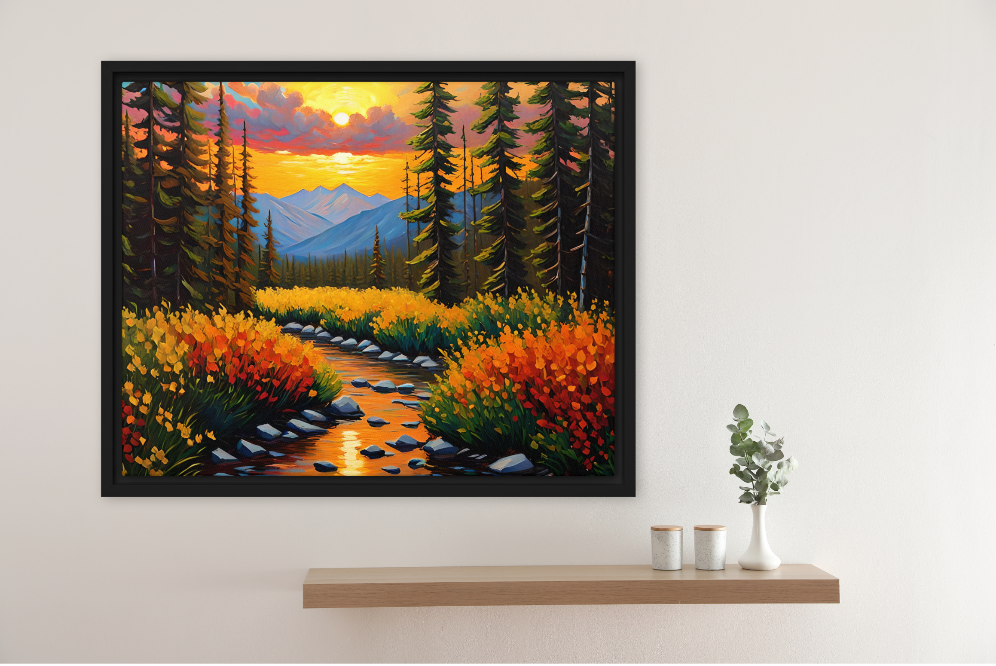Sunset Landscape Framed Canvas, Beautiful Wall Artwork