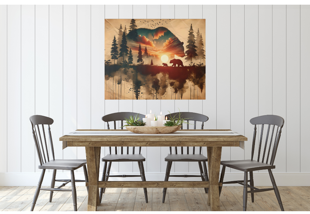 Bear Canvas Wall Decor, Rustic Artwork