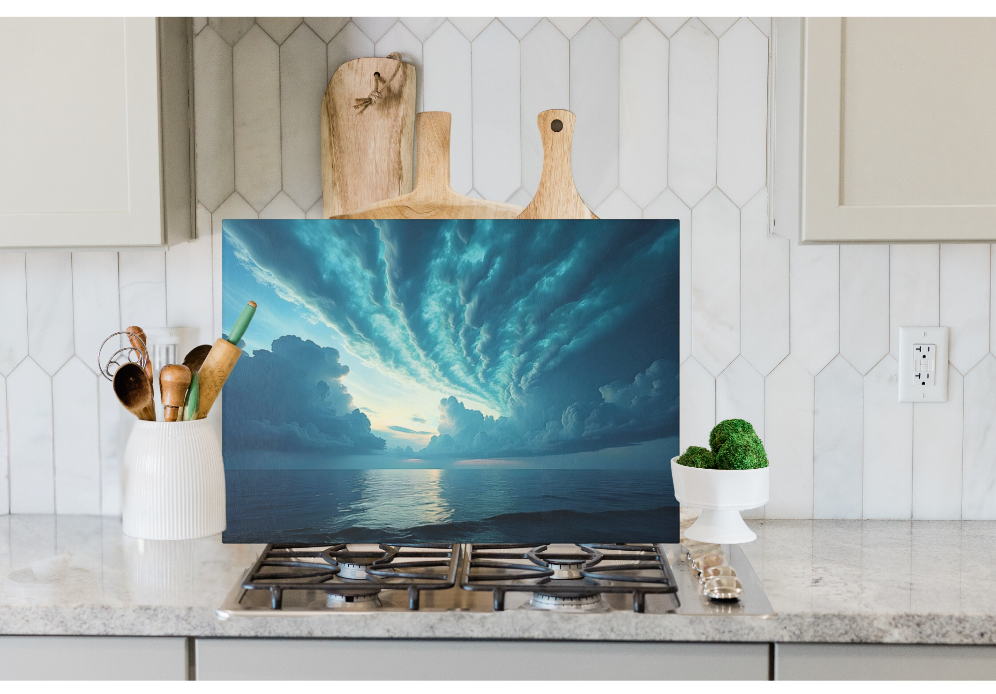 Beautiful Clouds Over the Lake Glass Cutting Board- Kitchen Decor