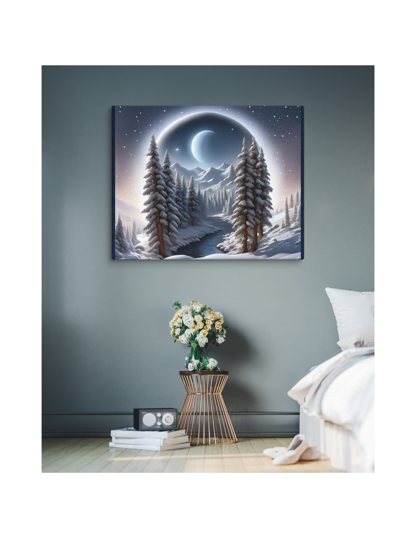 Tranquil Winter Wonderland Canvas - Rustic Snowy Artwork