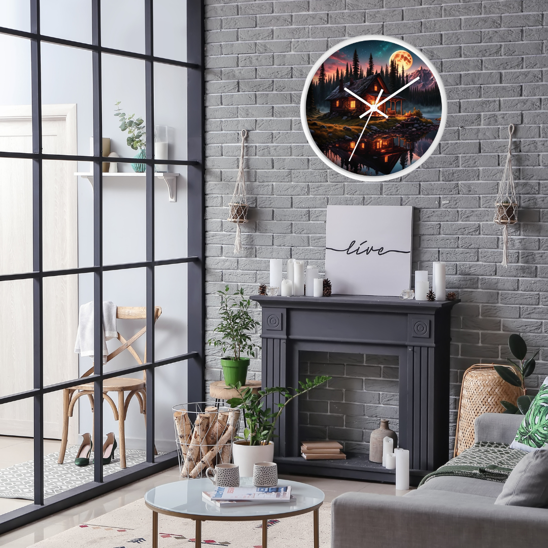 Beautiful Cabin by the Lake Wall Clock, Rustic Lodge Inspired