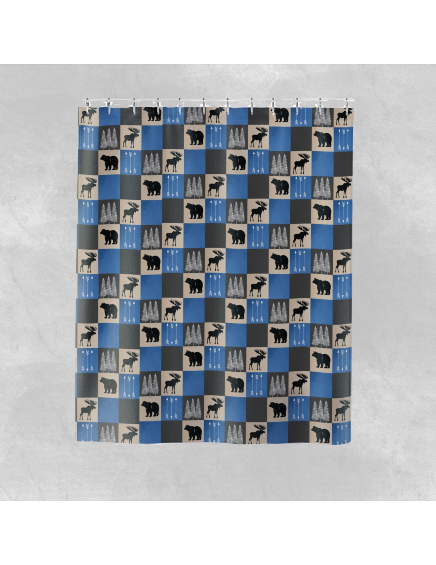 Moose and Bear Wilderness Shower Curtain - Rustic Bathroom Decor