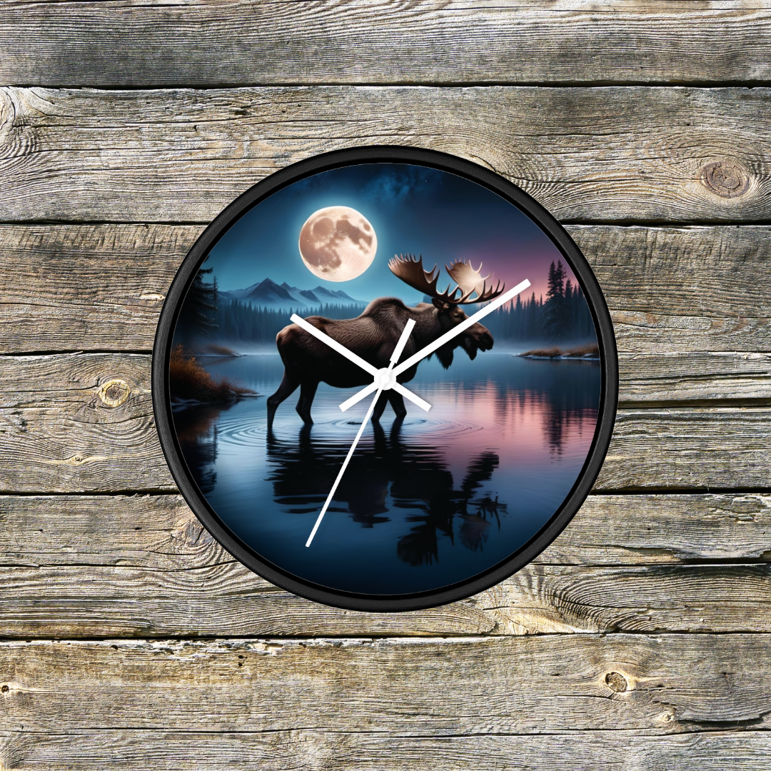 Moose wall clock, Outdoor lover gift, Cabin Lodge decor
