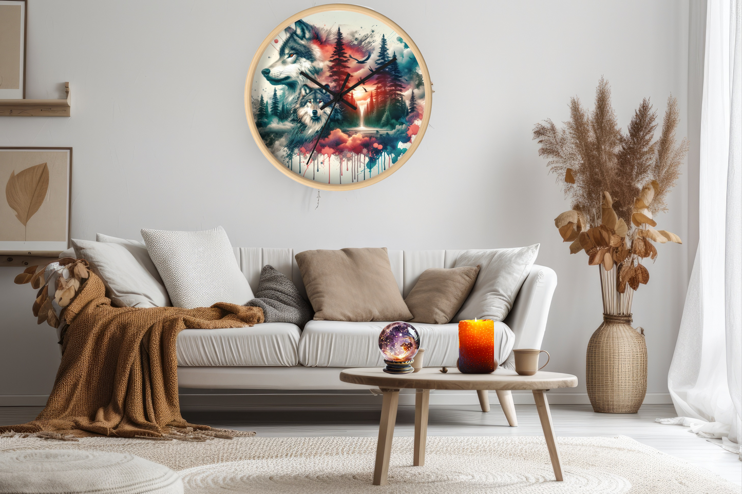 Wolf Wall Clock, Cabin Animal Lover Decor