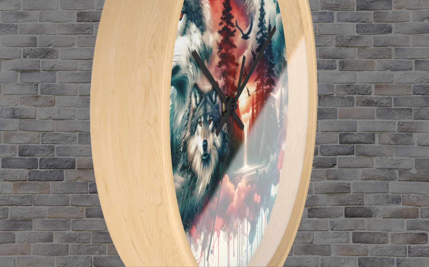 Wolf Wall Clock, Cabin Animal Lover Decor