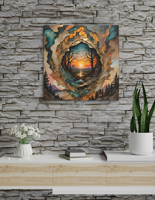 Beautiful Sunset Poster Wall Art, Portal to Nature Home Decor
