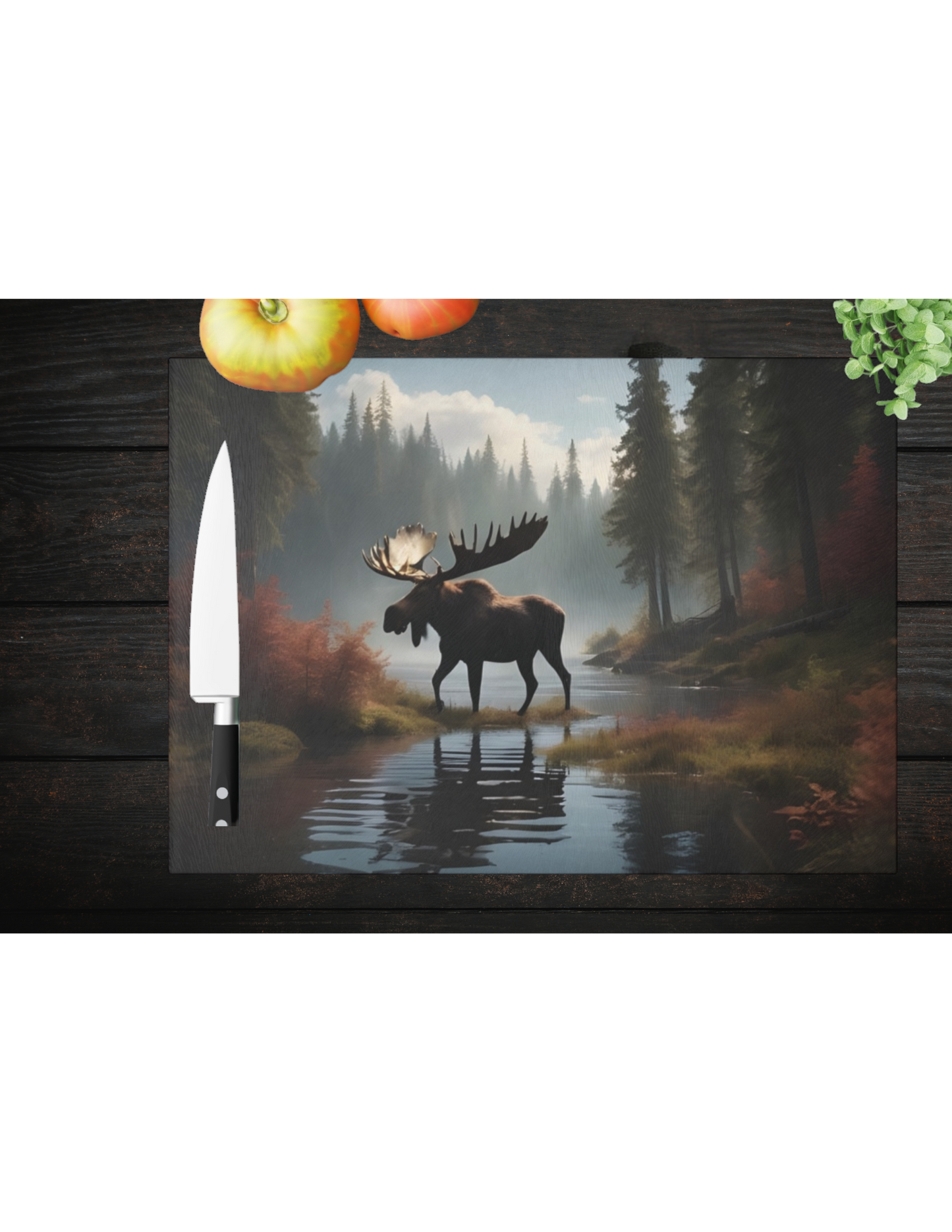 Majestic Moose Glass Cutting Board - Rustic Kitchen